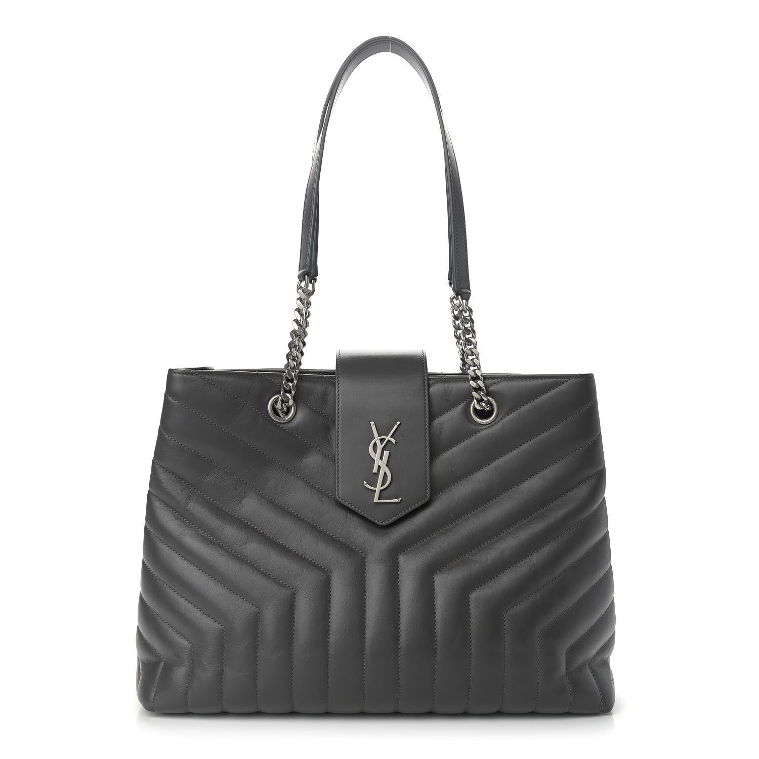 Saint Laurent Calfskin Y Quilted Monogram Large Loulou Shopper Storm 1 of 13