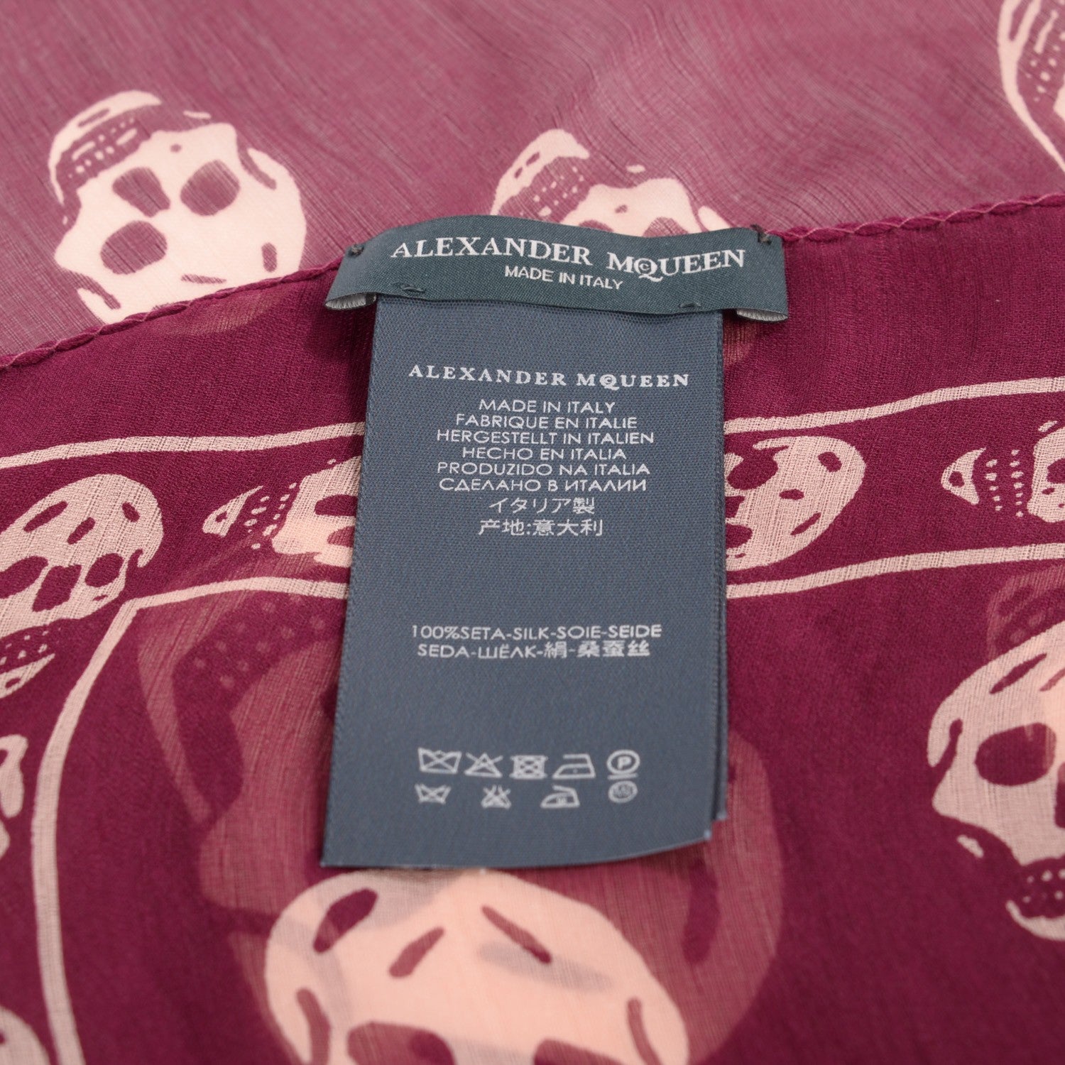 Alexander McQueen Silk Chiffon Skull Scarf Burgundy 5 of 7