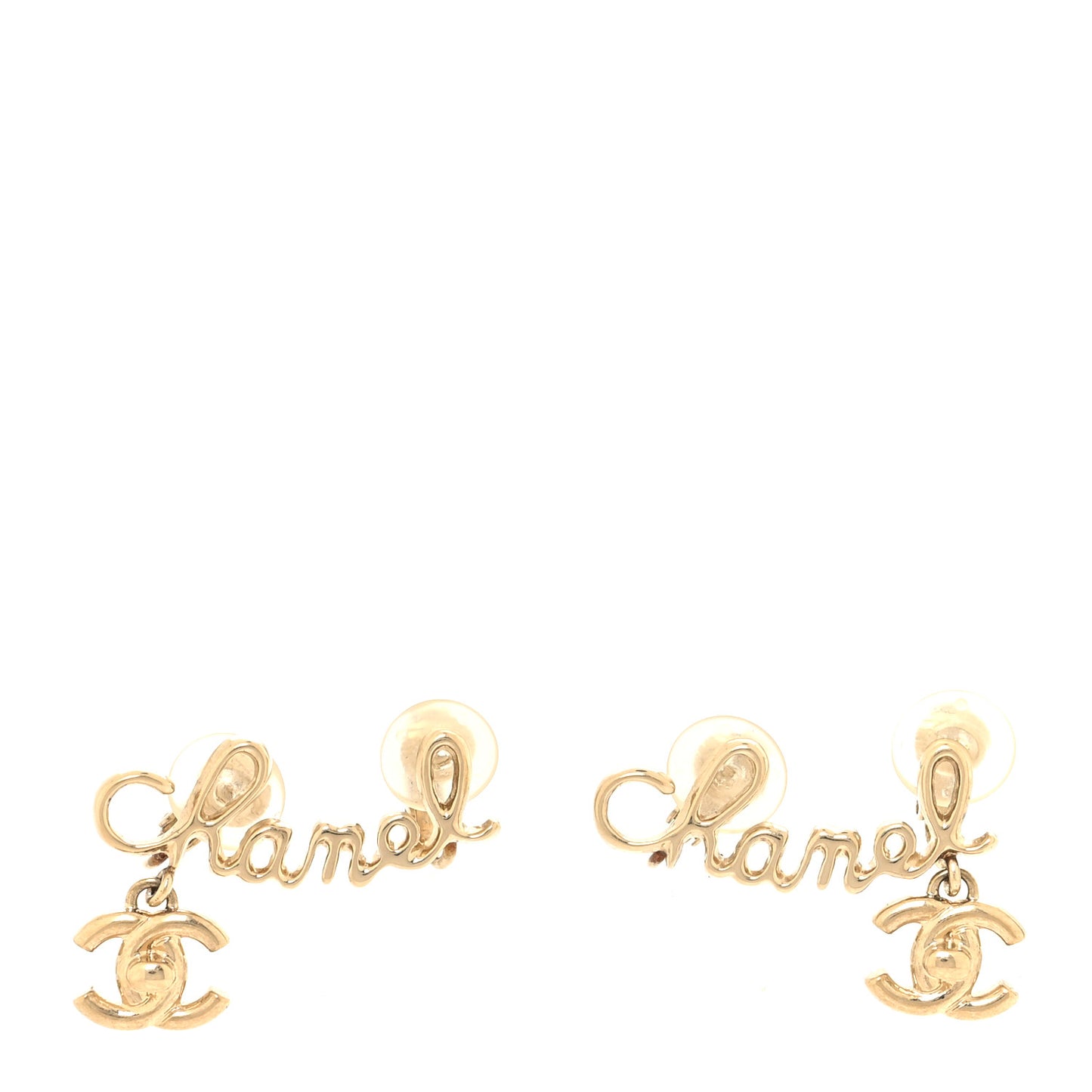 Metal Logo CC Turnlock Clip On Earrings Gold