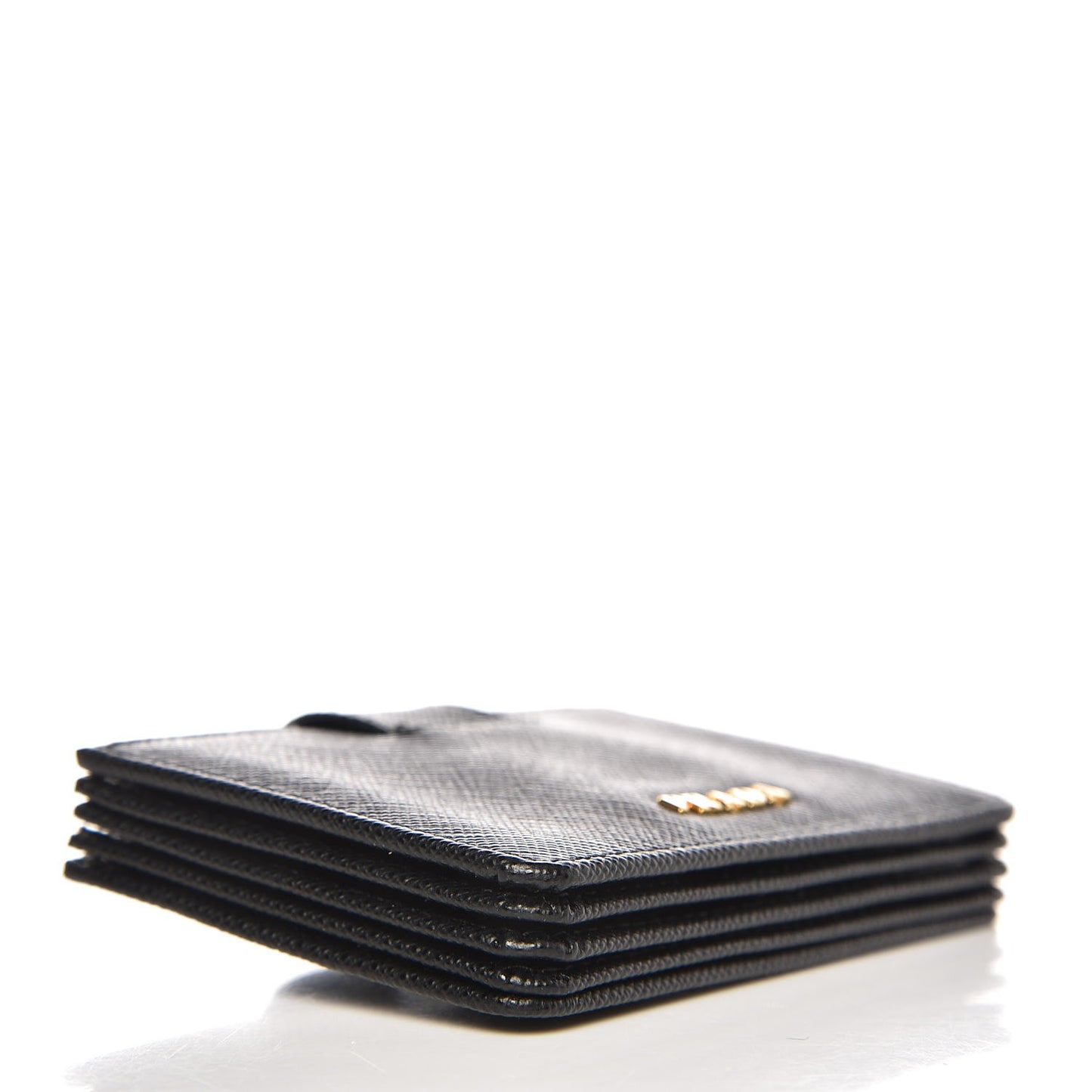 Saffiano Metal Gusseted Card Holder Black