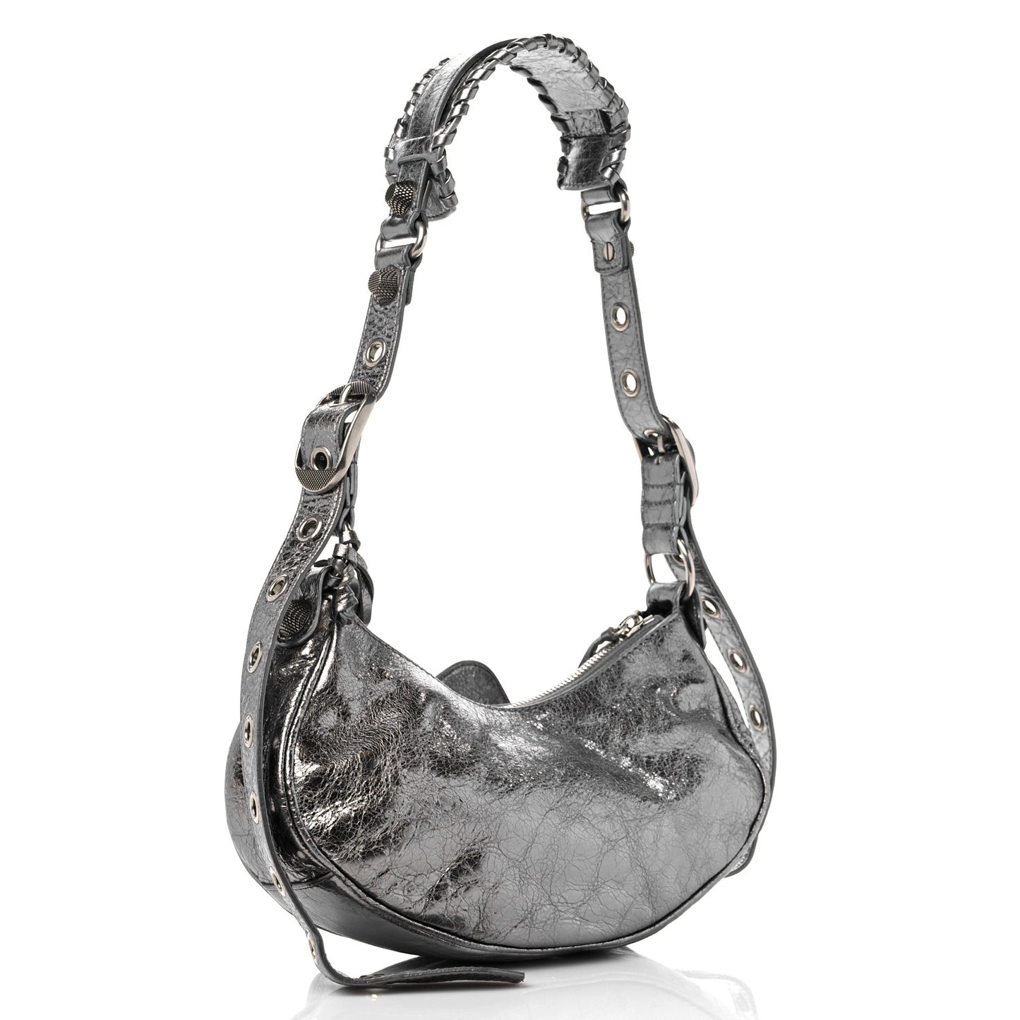 Metallic Agneau Arena Le Cagole Shoulder Bag XS Silver