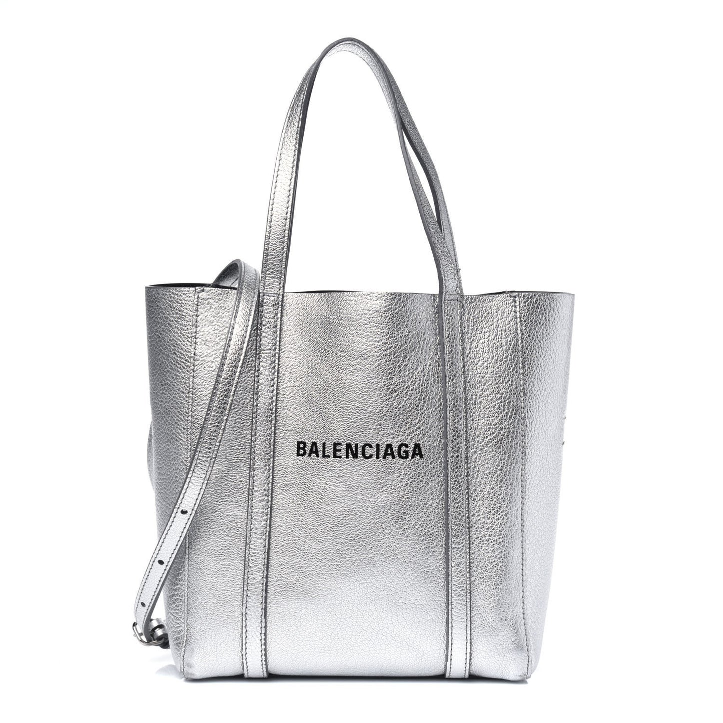 Metallic Goatskin Logo XXS Everyday Tote Argent Black