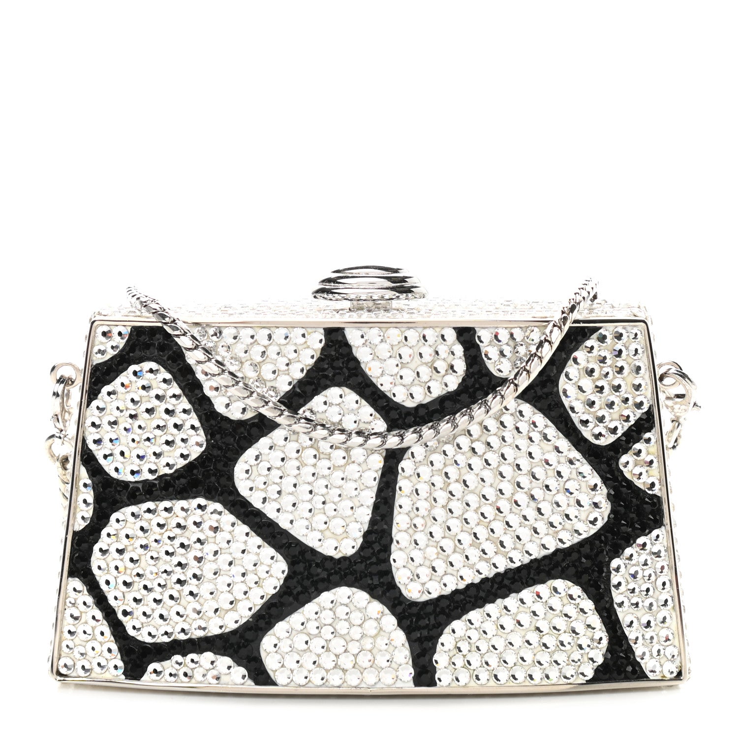 Judith Leiber Crystal Minaudiere Clutch Black Silver 1 of 10