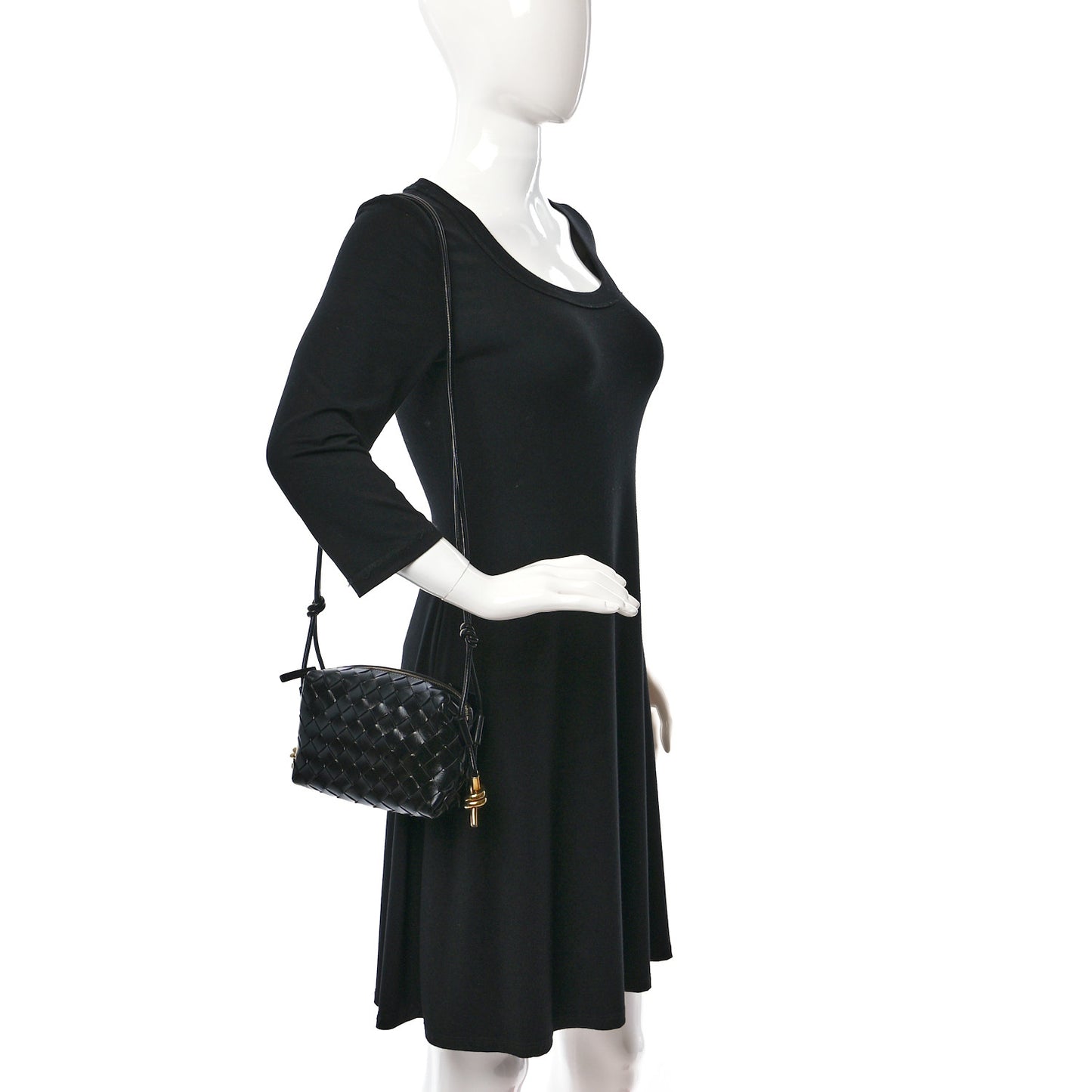 Nappa Intrecciato Metallic Knot Mini Loop Camera Bag Black