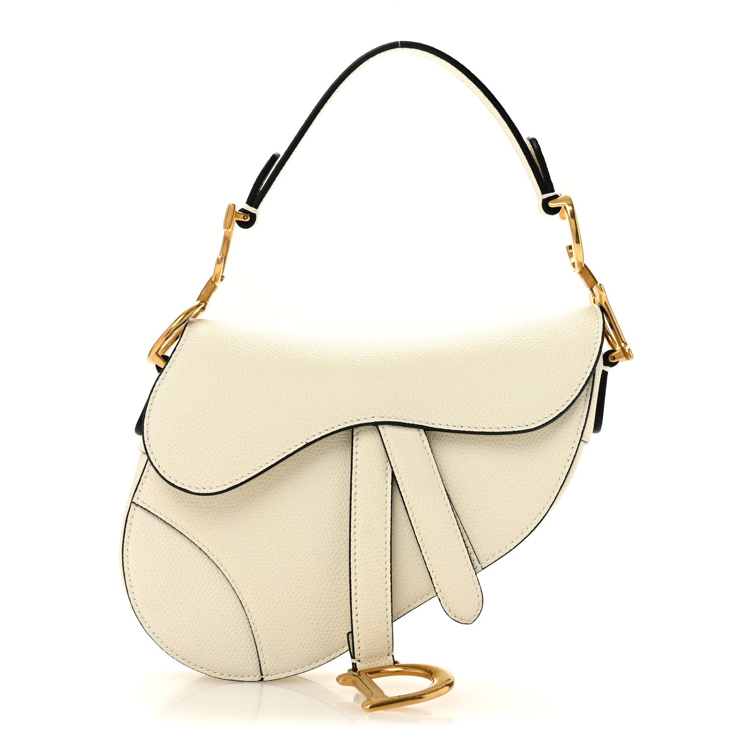 Christian Dior Grained Calfskin Mini Saddle Bag White 1 of 11