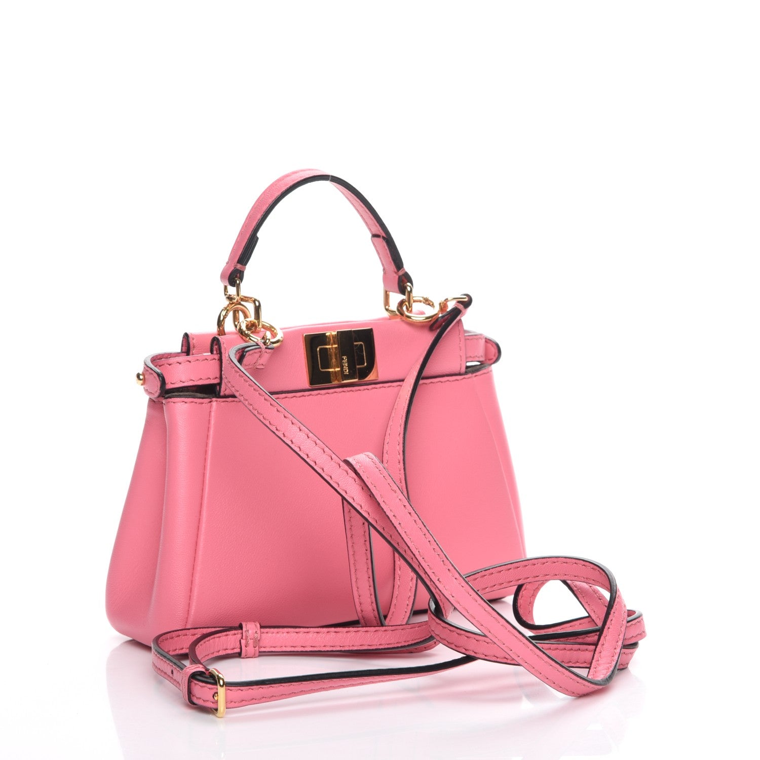 Fendi Shiny Nappa Micro Peekaboo Iconic Satchel Rosa Fluo 4 of 9