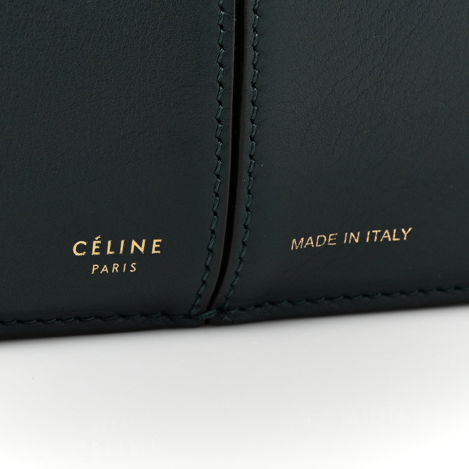 Celine Smooth Calfskin Tri-Fold Clutch on Chain Bottle Green 8 of 18