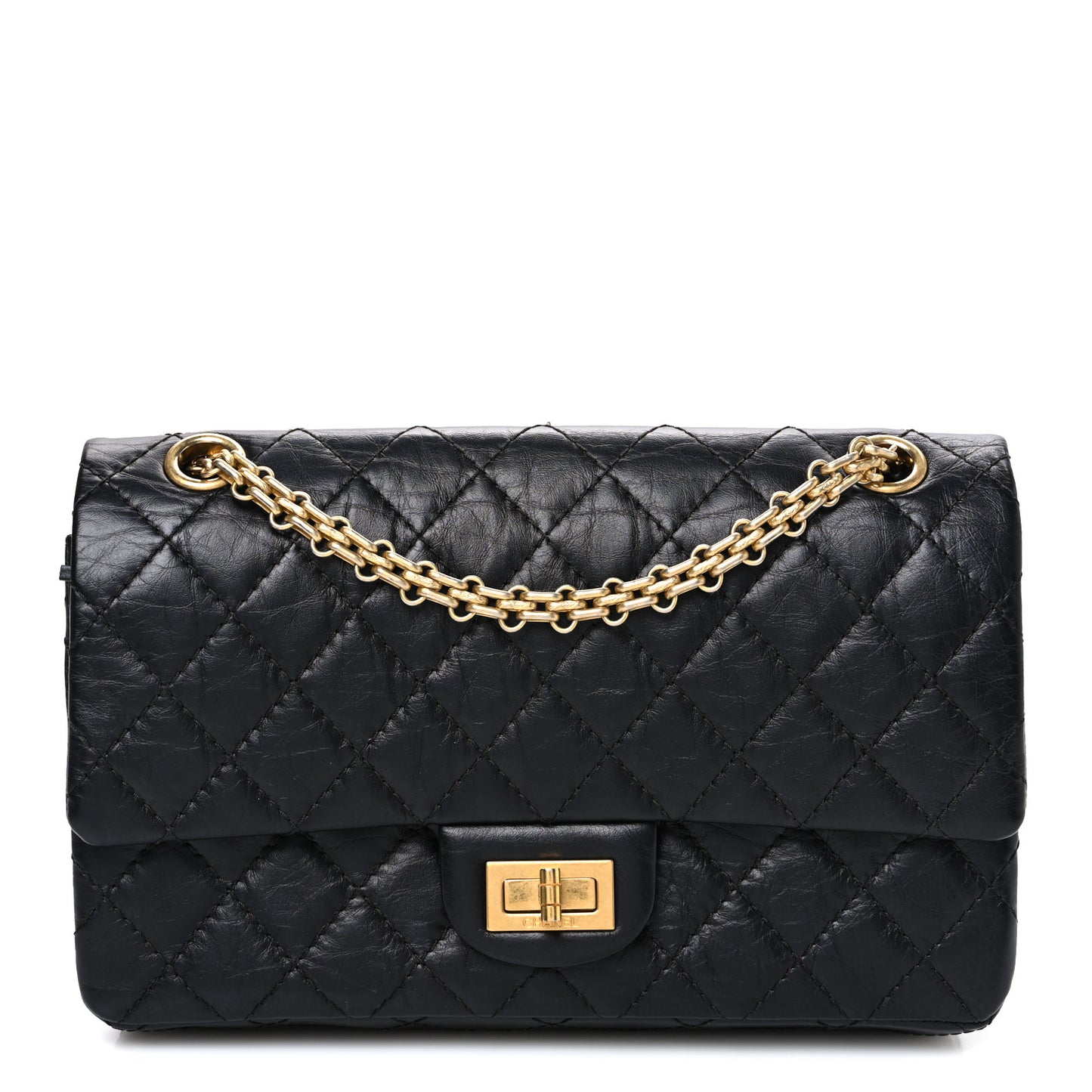 Aged Calfskin Quilted 2.55 Reissue 225 Flap Black