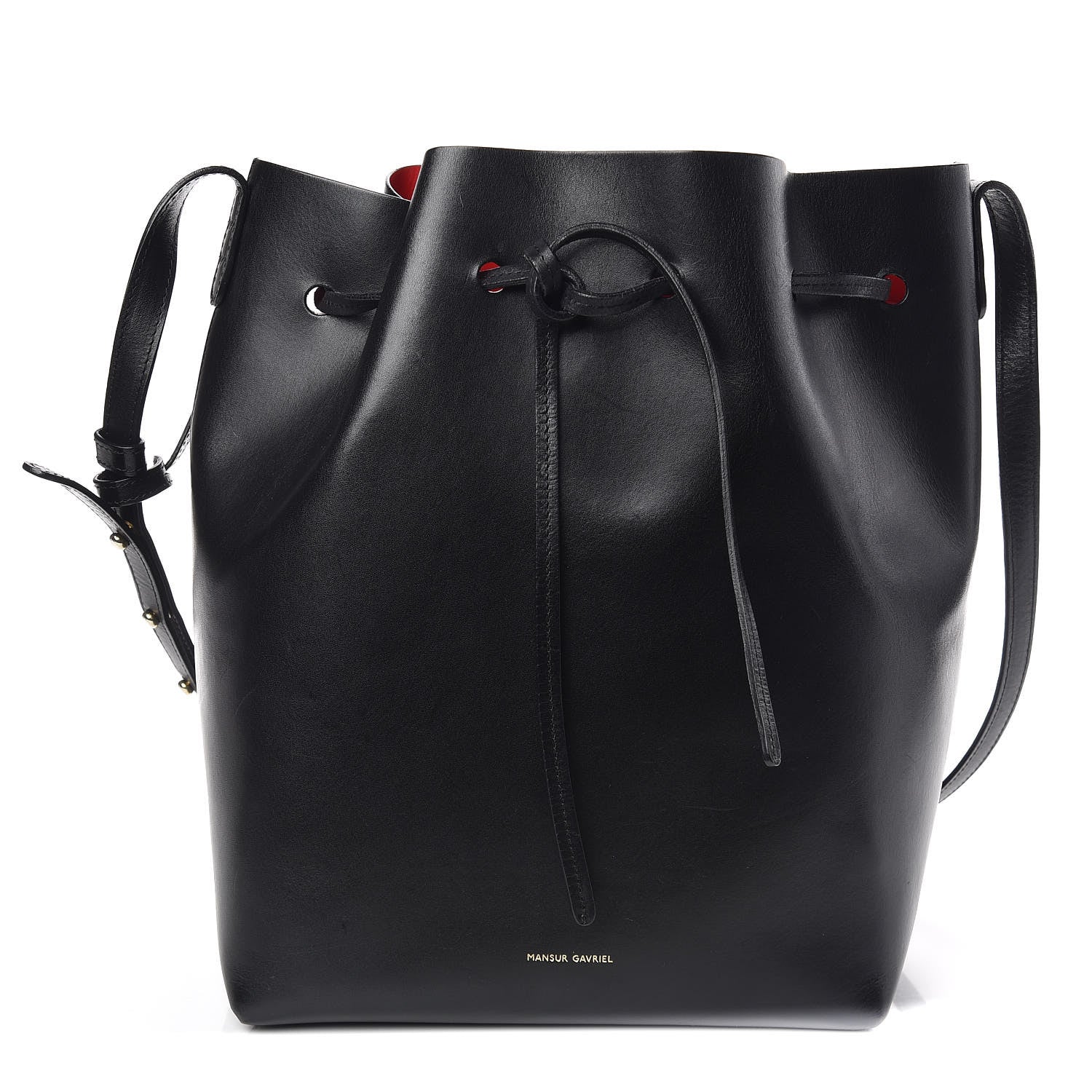 Mansur Gavriel Vegetable Tanned Calfskin Bucket Bag Black Flamma 3 of 12