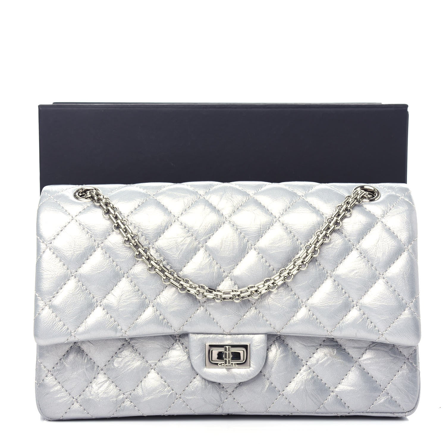 Chanel Metallic Aged Calfskin Quilted 2.55 Reissue 226 Flap Silver 11 of 11