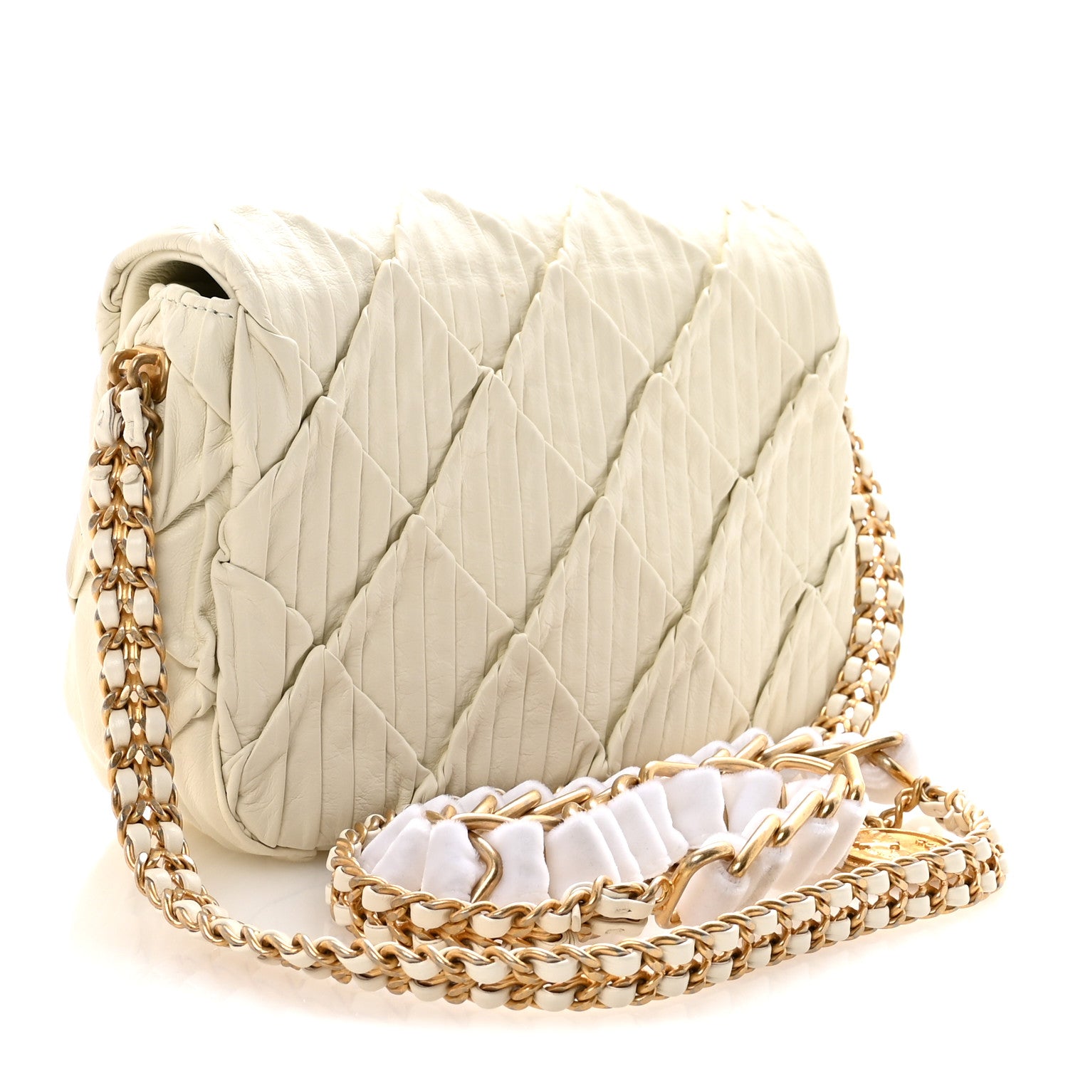Chanel Pleated Calfskin Quilted Medallion Flap White 3 of 11