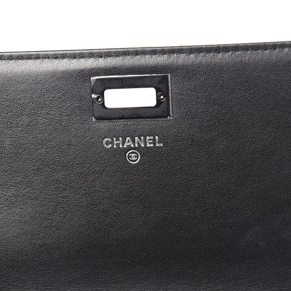 Chanel Aged Calfskin Chevron Quilted Reissue 2.55 Square Wallet On Chain WOC So Black 6 of 12