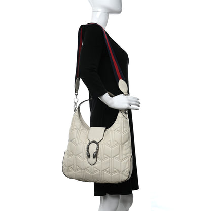 Gucci Calfskin Web Quilted Medium Dionysus Hobo White 2 of 18