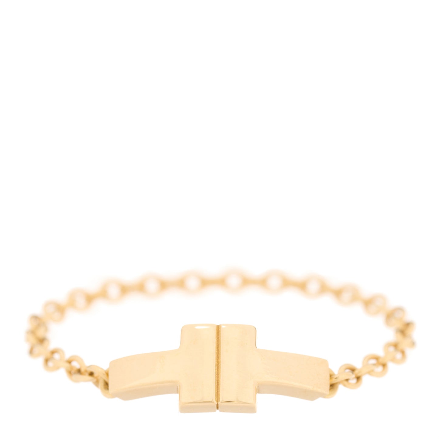 18K Yellow Gold T Chain Ring 55 7.25