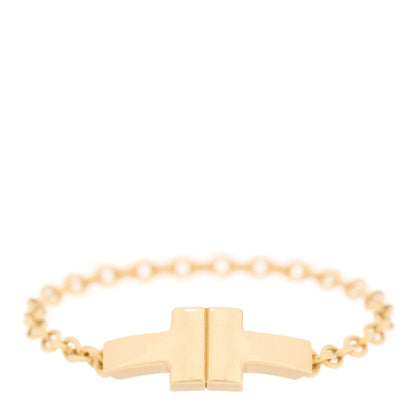 Tiffany 18K Yellow Gold T Chain Ring 55 7.25 1 of 5