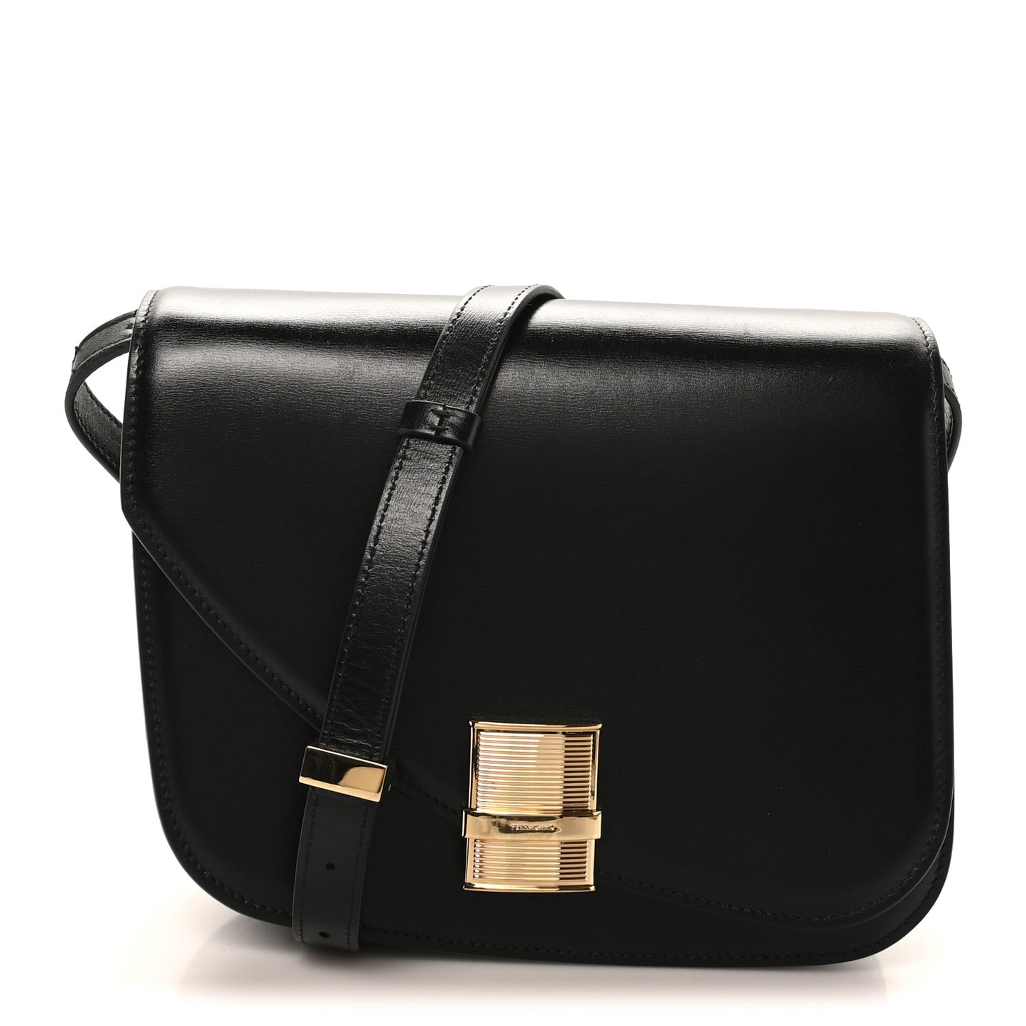 Dappled Calfskin Small Fiamma Crossbody Bag  Black