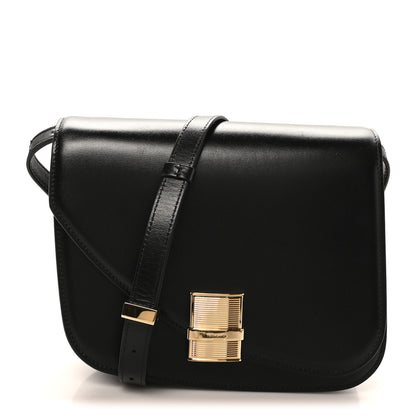 Salvatore Ferragamo Dappled Calfskin Small Fiamma Crossbody Bag  Black 1 of 11