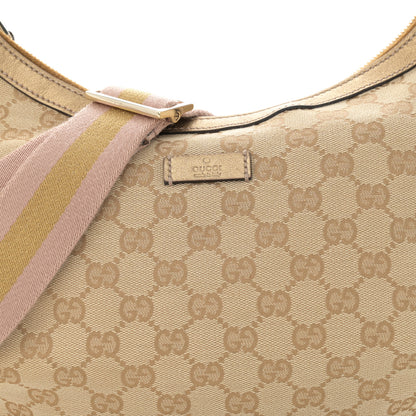 Gucci Monogram Web Medium Half Moon Hobo Gold Pink 8 of 10