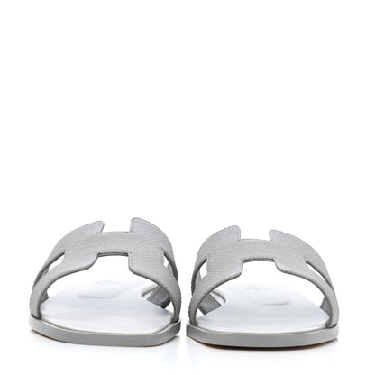 Hermes Epsom Oran Sandals 37 Bleu Glacier 2 of 4