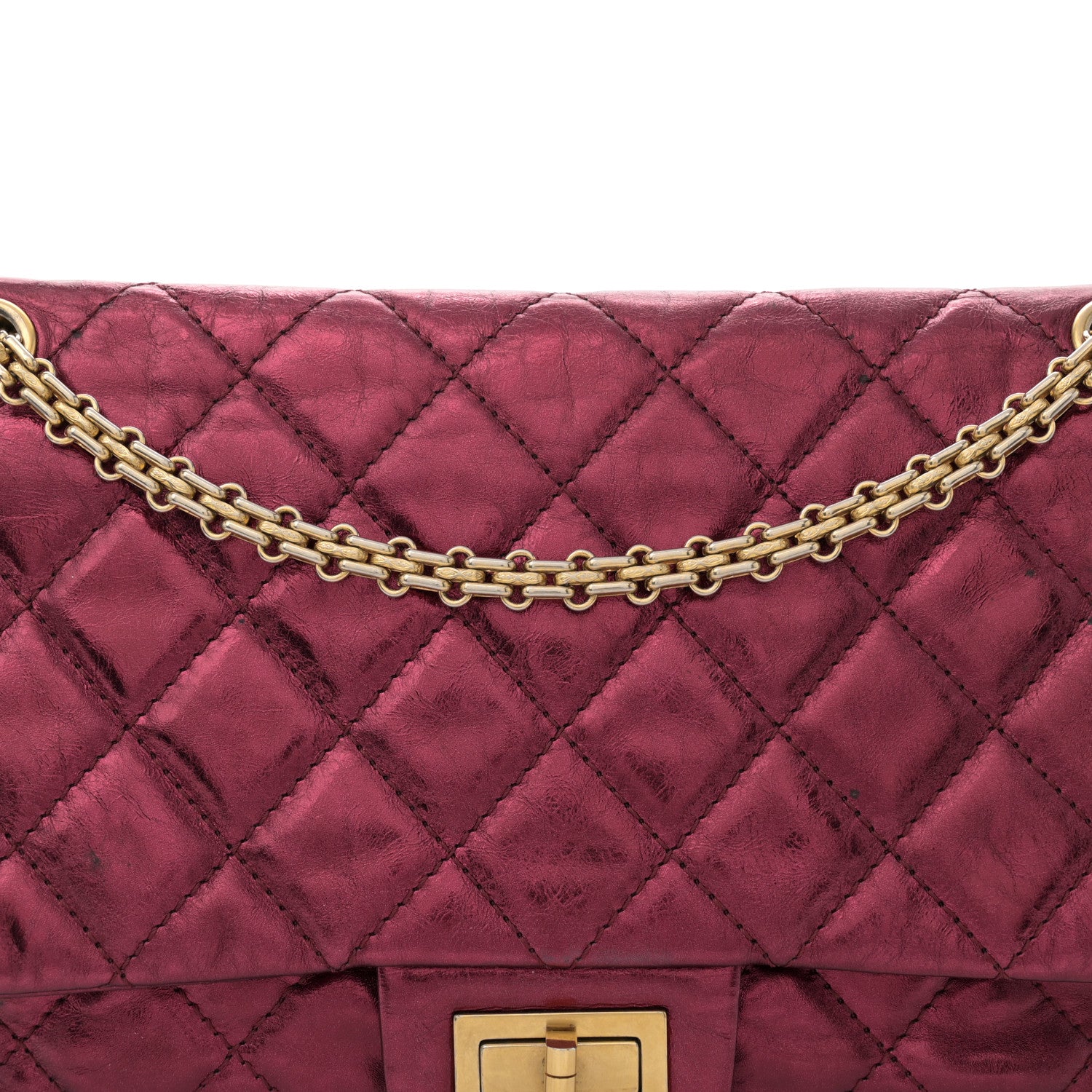 Chanel Metallic Aged Calfskin Quilted 2.55 Reissue 227 Flap Dark Red 8 of 14