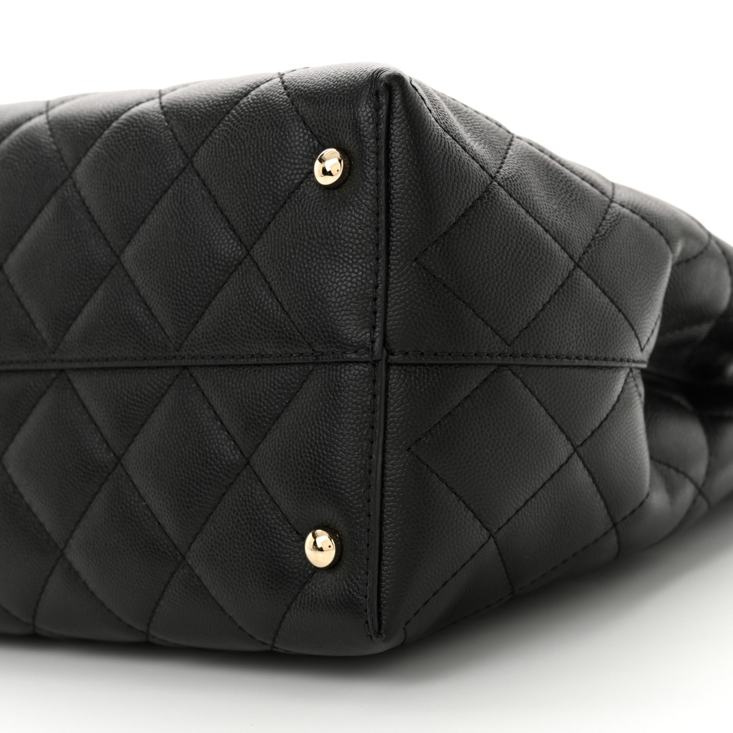 Caviar Quilted Small Shopping Tote Black