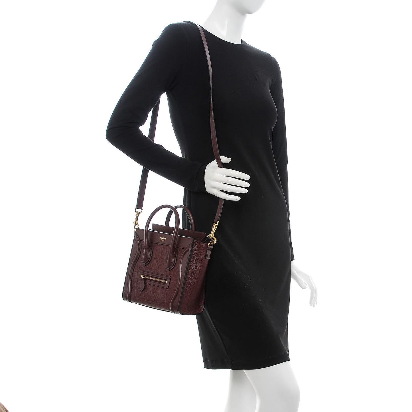 Smooth Calfskin Goatskin Nano Luggage Burgundy