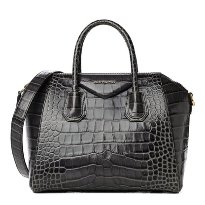 Givenchy Calfskin Crocodile Embossed Small Antigona Storm Grey 1 of 20