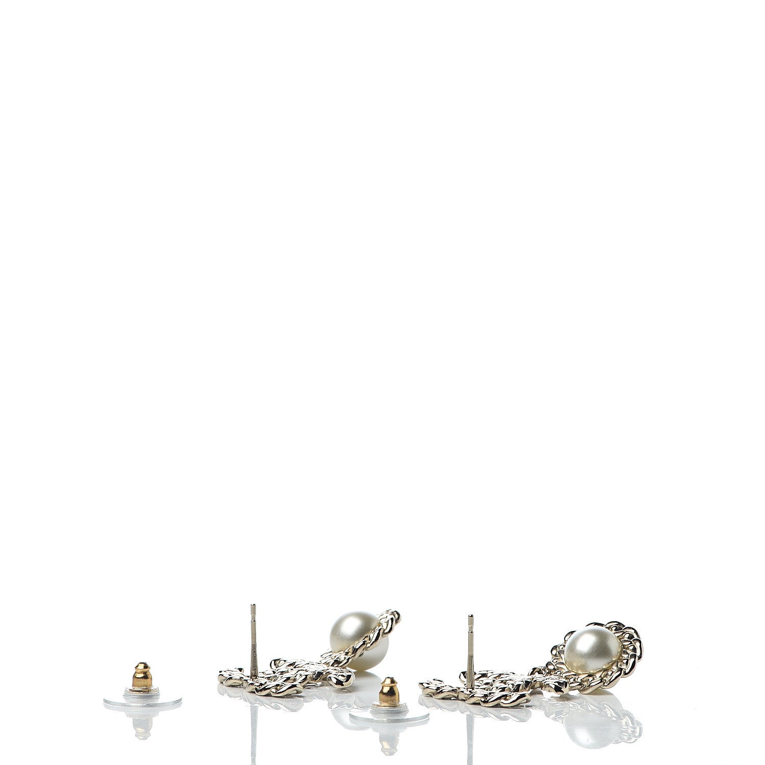 Chanel Crystal Pearl Pearls Coronation CC Drop Earrings Gold 3 of 5