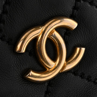 Chanel Calfskin Quilted Large Retro Chain Shopping Tote  Black 12 of 14