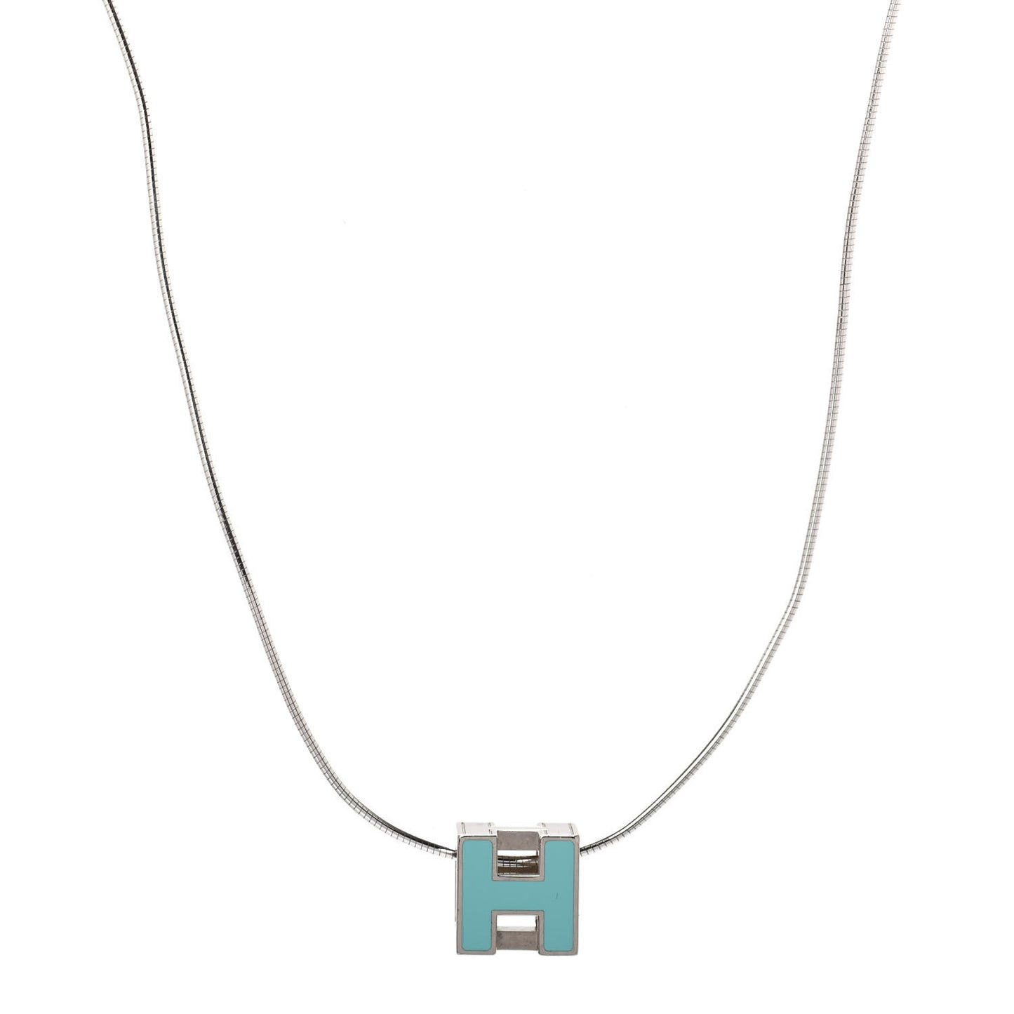 Lacquered Cage d'H Pendant Necklace Bleu Atoll