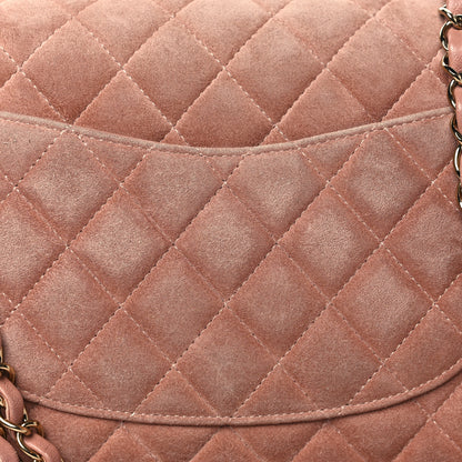 Chanel Suede Quilted Medium Double Flap Light Pink 12 of 14
