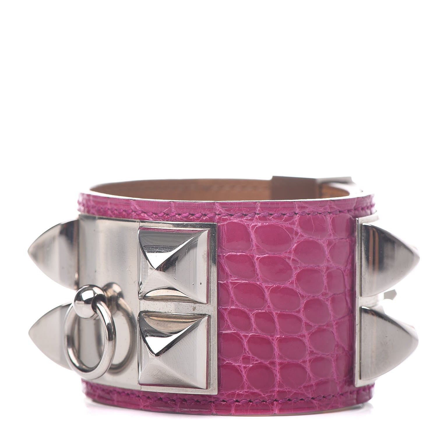 Hermes Shiny Alligator Collier De Chien CDC Bracelet S Rose Scheherazade 1 of 6