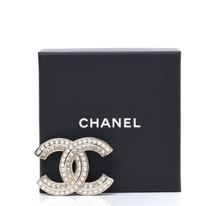 Chanel Crystal Pearl Chain Mania CC Brooch Gold 7 of 7