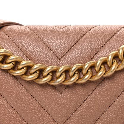 Chanel Caviar Chevron Quilted Medium Boy Flap Dark Beige 8 of 10