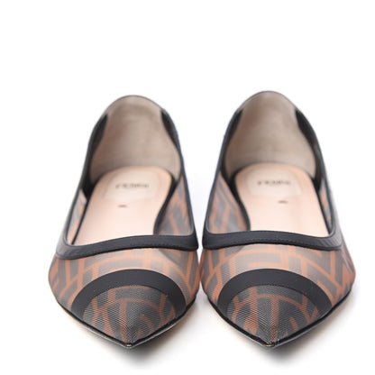 Fendi Mesh FF Skimmer Ballerina Flats 40 Tobacco Moro Black 2 of 10