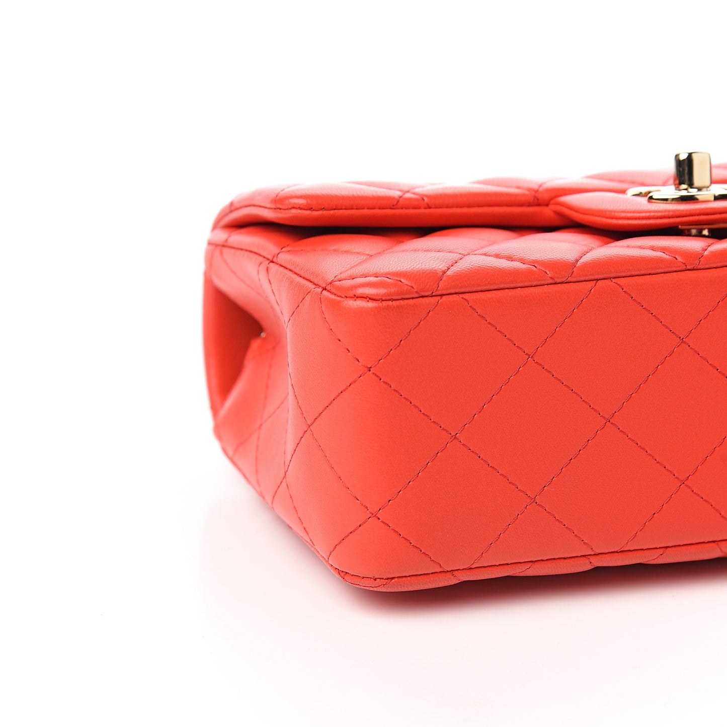 Lambskin Quilted Mini Rectangular Flap Red
