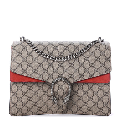 Gucci GG Supreme Monogram Suede Cudu Medium Dionysus Shoulder Bag Beige Ebony Vulcanic Red 1 of 8