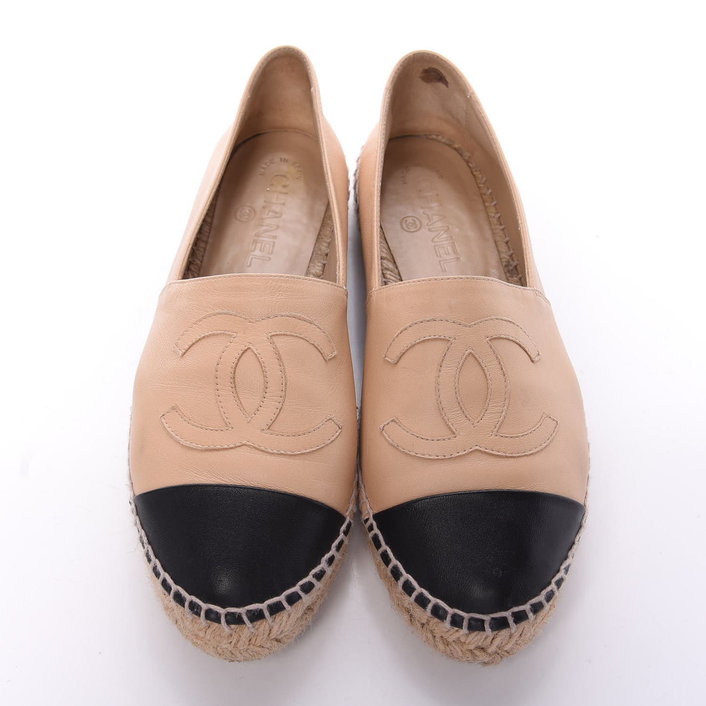 Lambskin CC Espadrilles 38 Beige Black