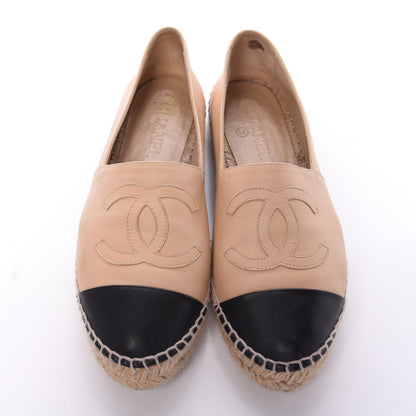 Chanel Lambskin CC Espadrilles 38 Beige Black 5 of 10
