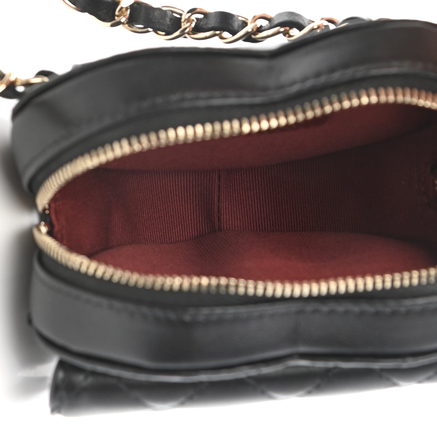 Chanel Lambskin Quilted CC In Love Heart Waist Belt Bag With Chain Black 5 of 11