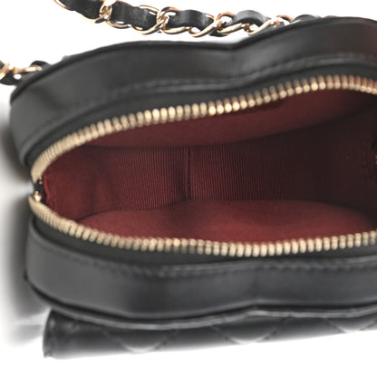 Chanel Lambskin Quilted CC In Love Heart Waist Belt Bag With Chain Black 5 of 11