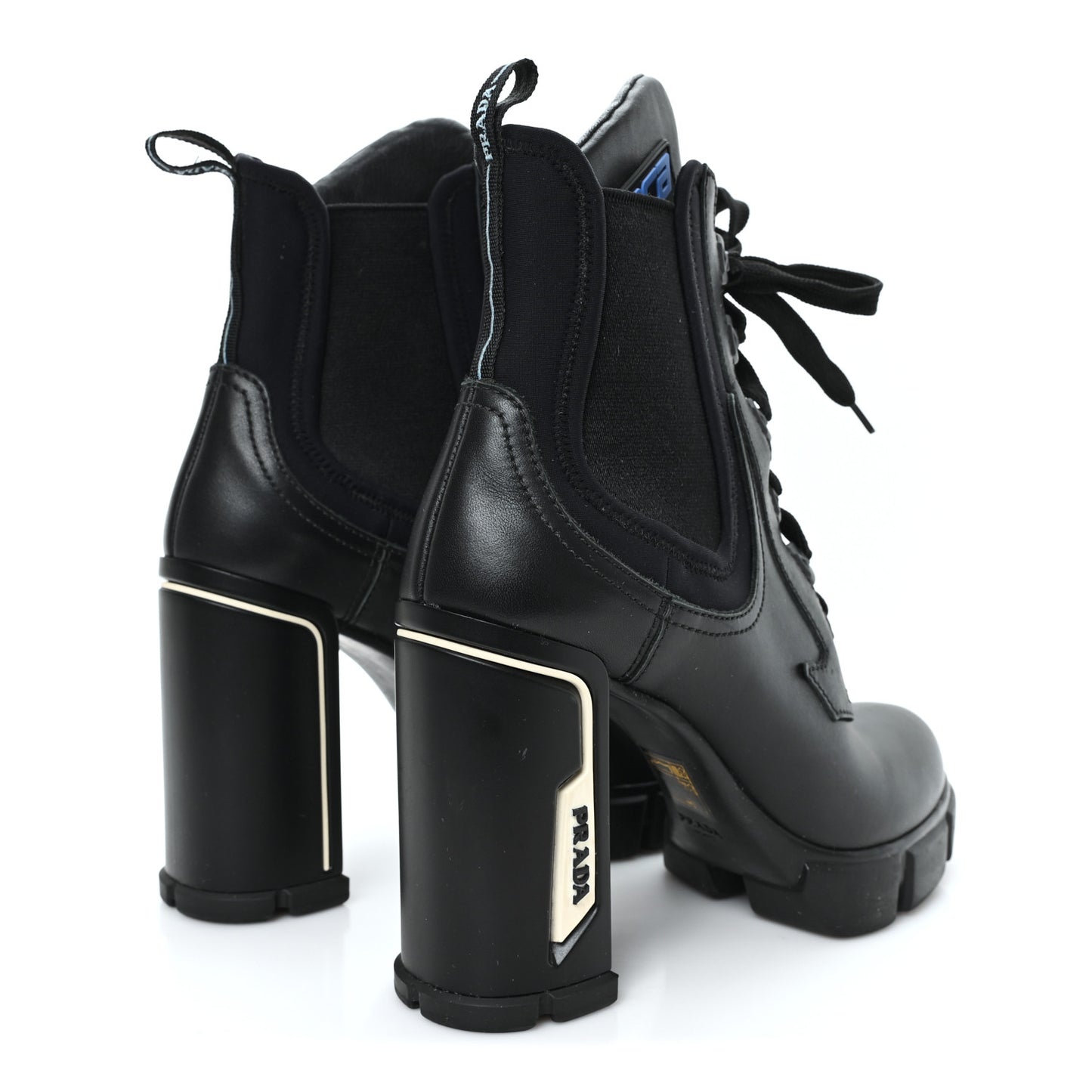 Vitello Montana Neoprene Lace Up Chelsea 110mm Ankle Boots 39 Black