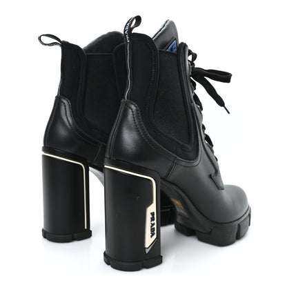 Prada Vitello Montana Neoprene Lace Up Chelsea 110mm Ankle Boots 39 Black 5 of 9
