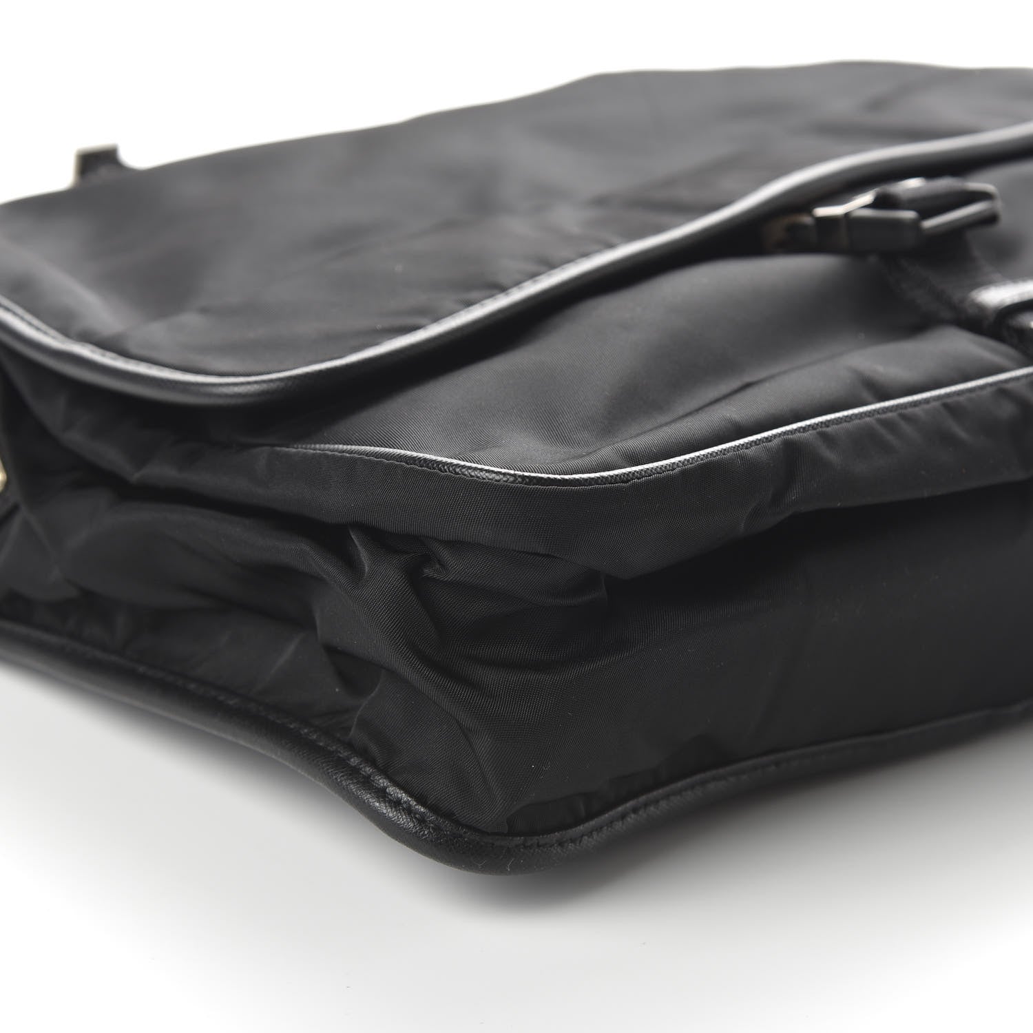 Prada Tessuto Nylon Saffiano Messenger Satchel Black 5 of 8