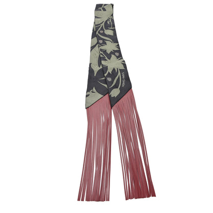 Hermes Silk Calfskin Bouquet Final Fringed Twilly Vert Loden Black 2 of 3