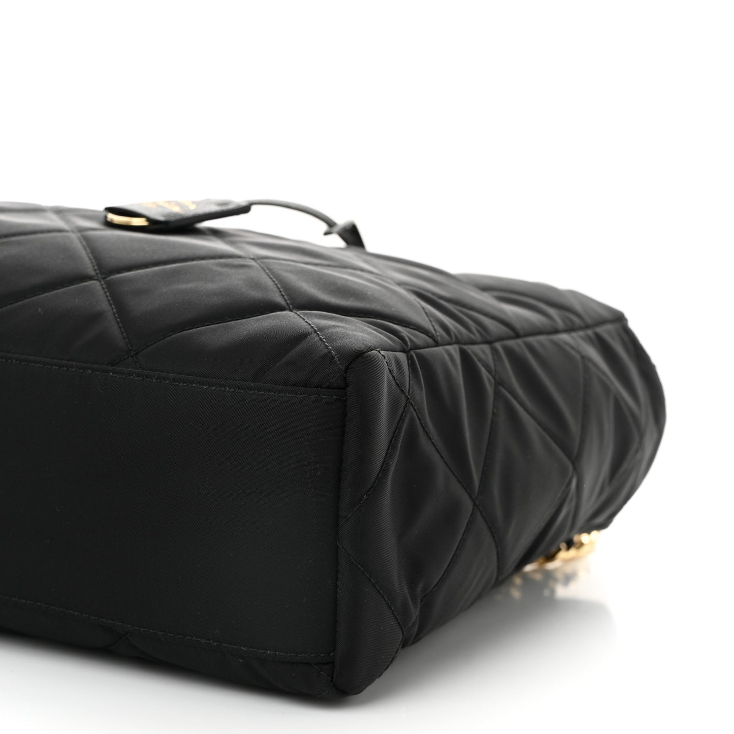 Re-Nylon Impunturato Saffiano Triangle Stitched Re-Edition 1995 Chaine Large Shoulder Bag Black
