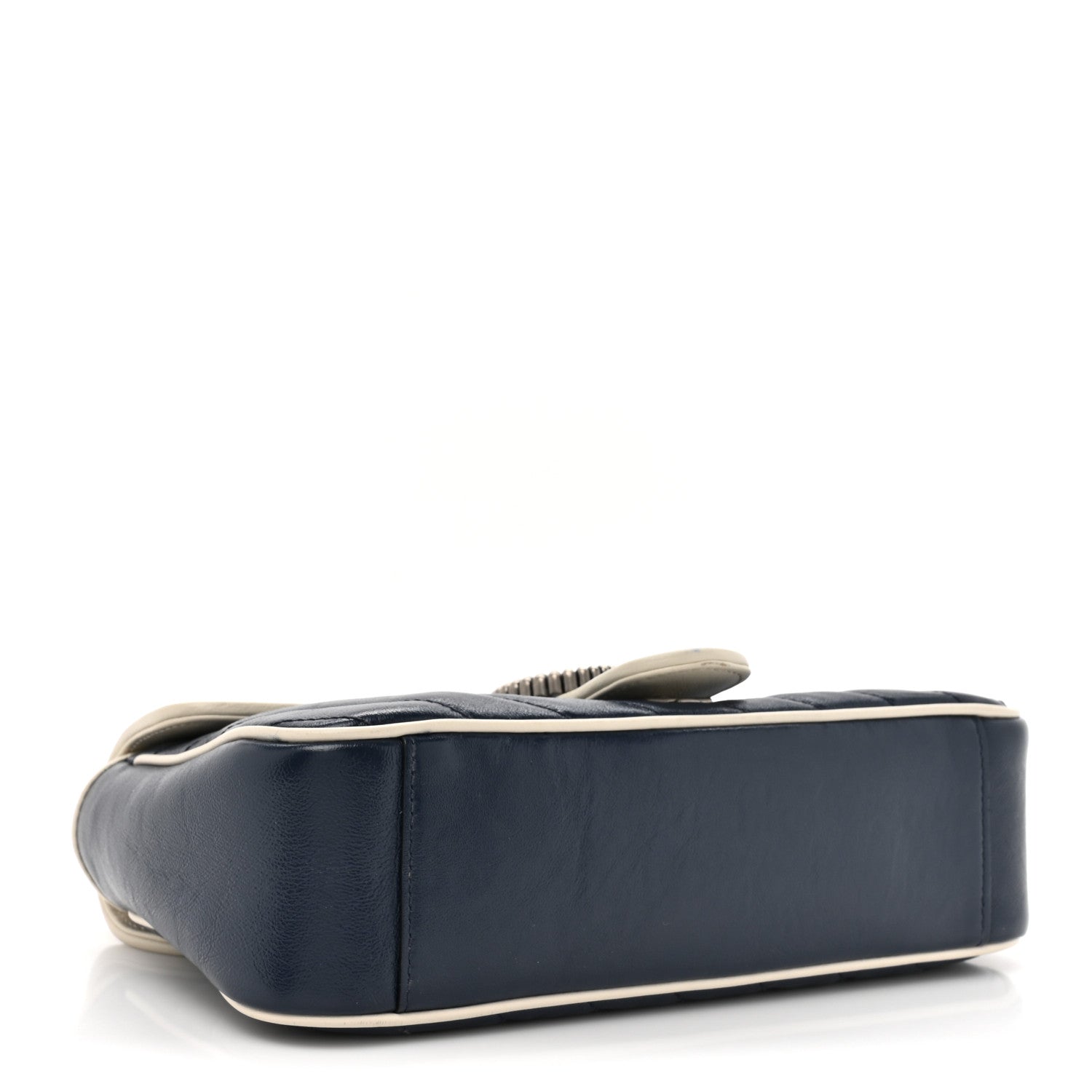 Gucci Vintage Effect Calfskin Matelasse Diagonal Small Torchon GG Marmont Shoulder Bag Blue Agata Mystic White 4 of 15