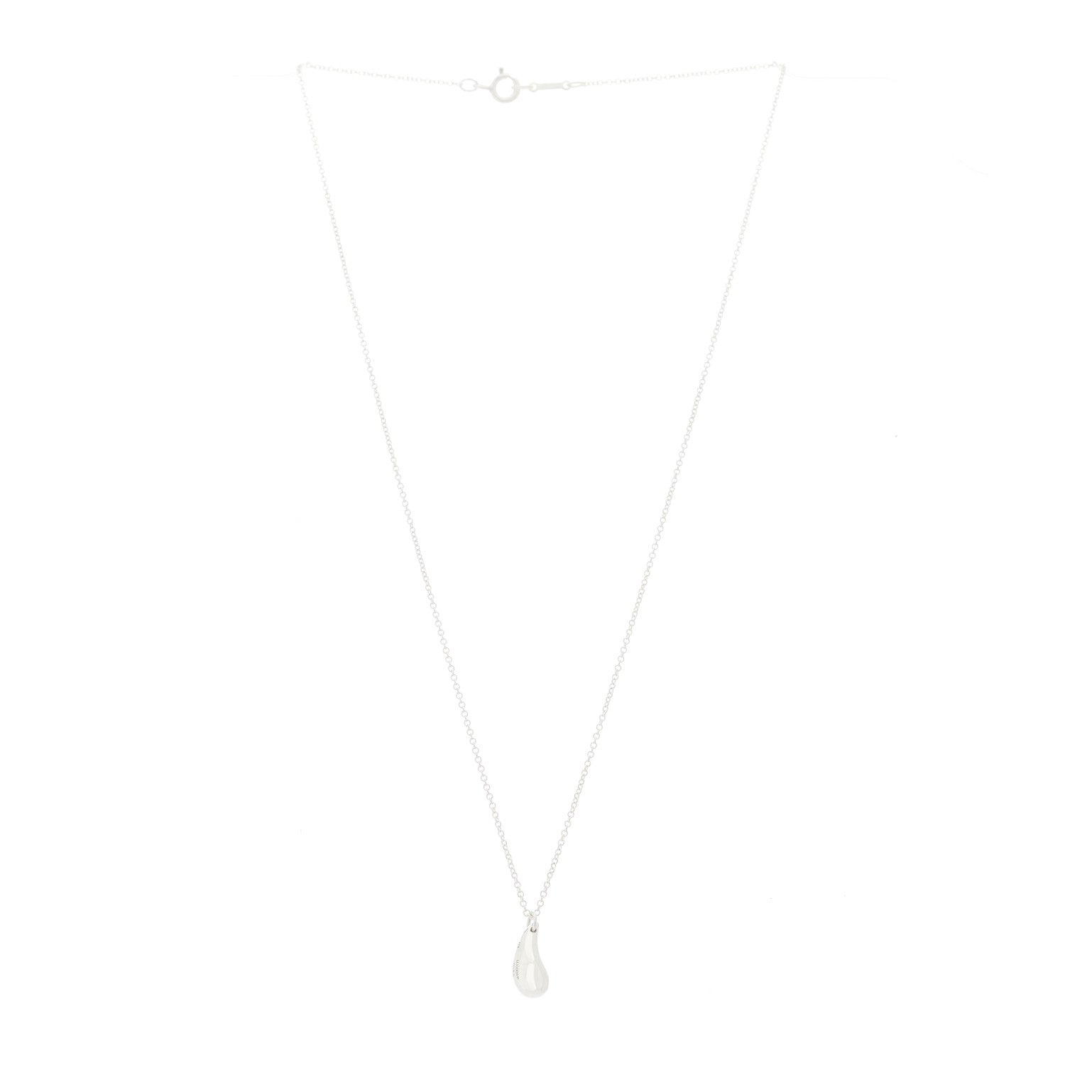Tiffany Sterling Silver 12mm Elsa Peretti Teardrop Pendant Necklace 3 of 5