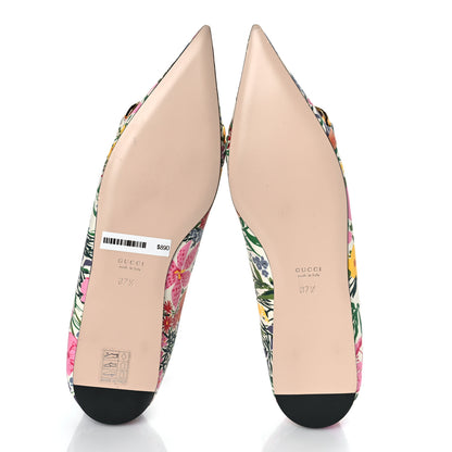 Gucci X KEN SCOTT Canvas Infinity Giardino d Apri Deva Horsebit Chain Embellished Flats 37.5 Ivory Pink 6 of 9