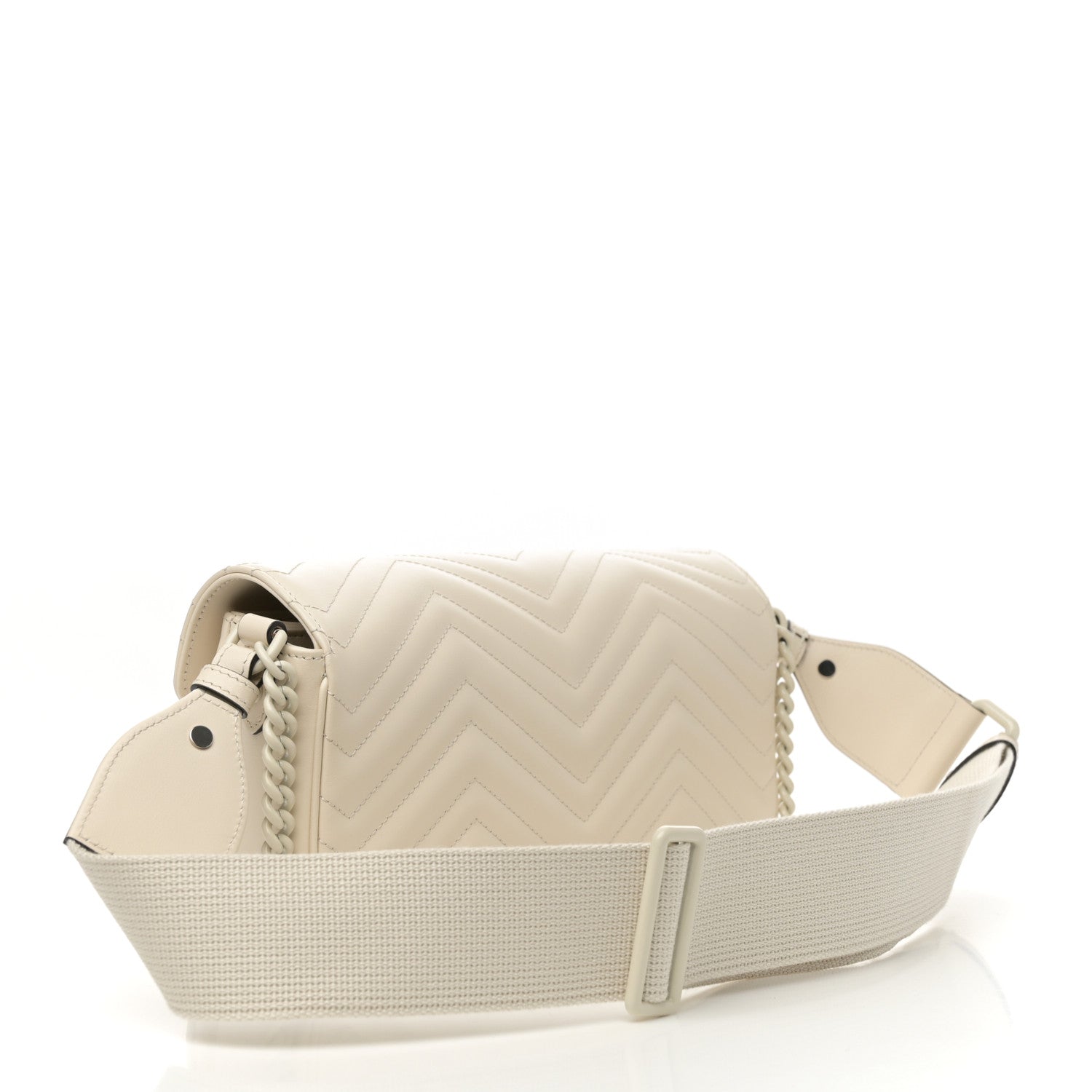 Gucci Calfskin Matelasse Monochrome GG Marmont Crossbody Shoulder Bag White 3 of 13